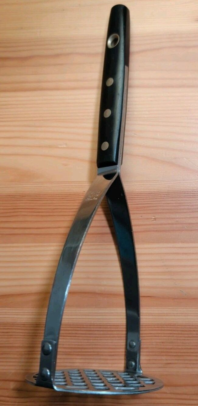 Vintage Maid Of Honor Stainless Steel Potato Masher Black Handle 10"